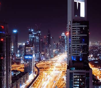 The view of Dubai at night